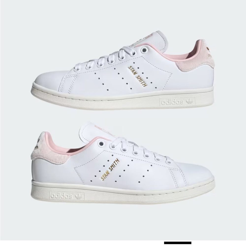 Adidas Women's Stan Smith White and Light Pink Sneakers